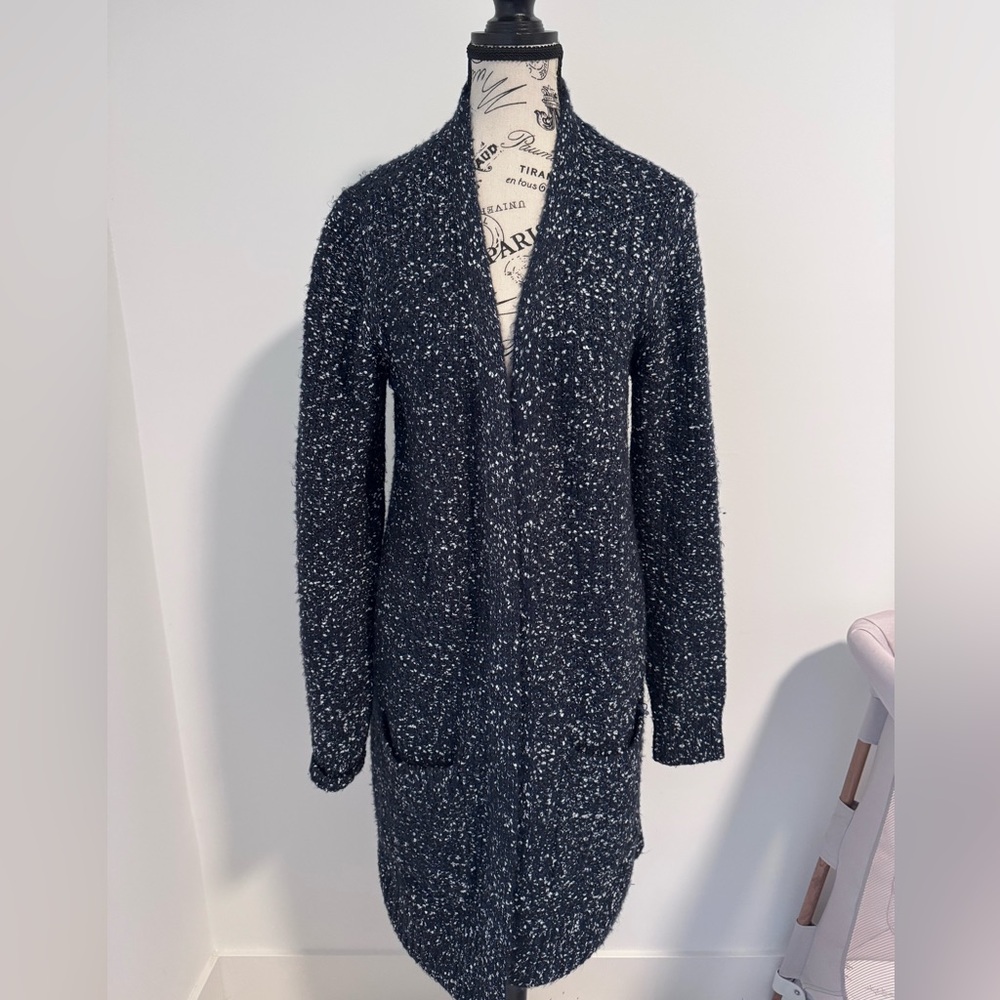Long Blue Speckled Cardigan
